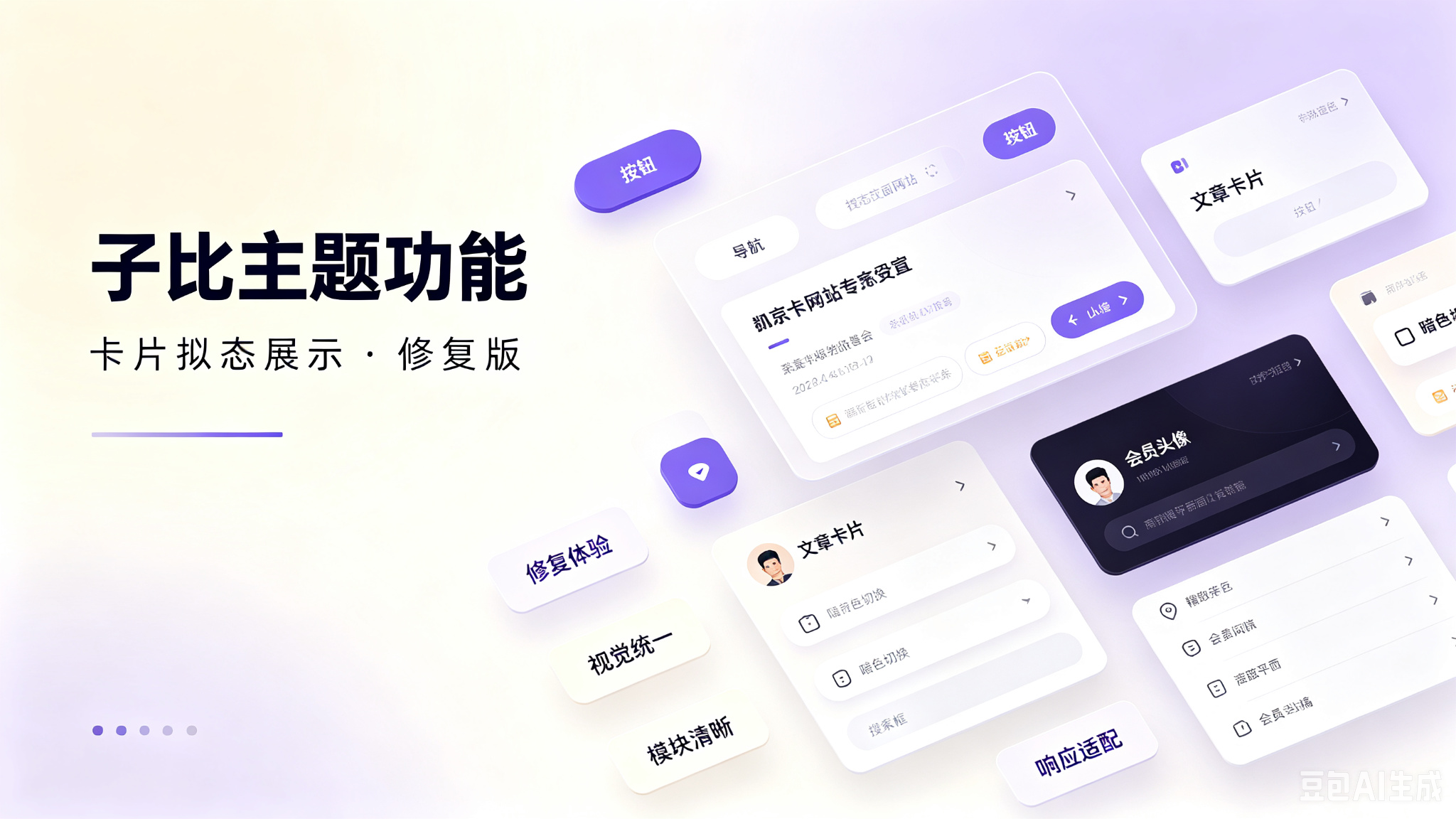 子比主题功能 - 卡片拟态展示(修复版)-闲云笔记