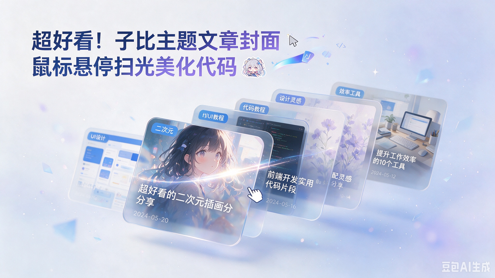 超好看！子比主题文章封面鼠标悬停扫光美化代码-闲云笔记